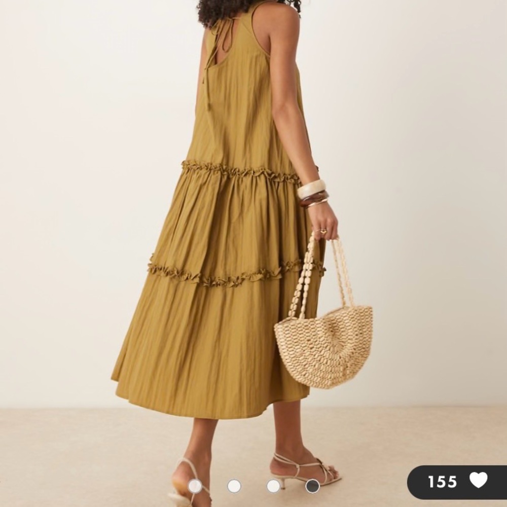 NWT Ghospell tiered ruffled maxi dress in olive - Picture 3 of 7